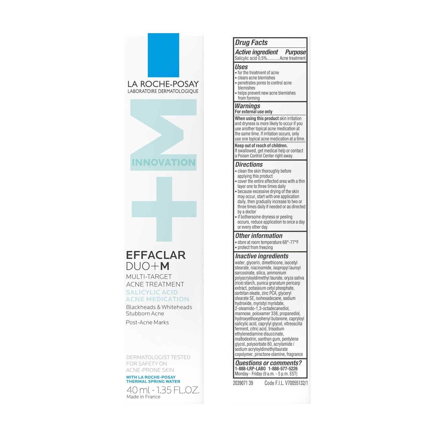 La Roche-Posay Effaclar Salicylic Acid Acne Treatment For Face, Mattifying Acne Gel Cream Spot Treatment for Blackheads, Whiteheads & Pores, Prevents New Pimples, Non-Greasy, Sensitive Skin Safe