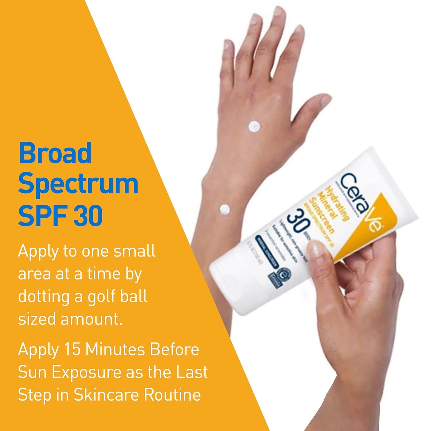 CeraVe 100% Mineral Sunscreen SPF 30 with Zinc Oxide & Titanium Dioxide, Hyaluronic Acid & Ceramides, Oil Free, Non-Greasy, Hydrating Mineral Sunscreen For Body, 5 oz