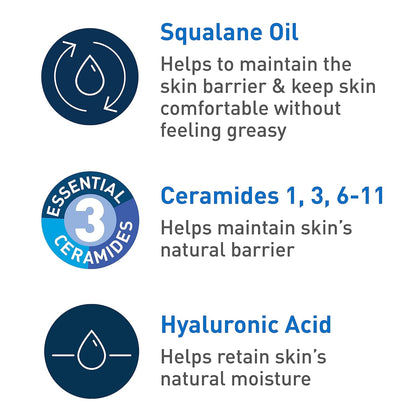 CeraVe Hydrating Foaming Oil Cleanser, Moisturizing Cleanser for Face & Body, Squalane Oil + Hyaluronic Acid + Ceramides, For Dry to Very Dry Skin, Fragrance Free & Residue Free, 8 FL Oz