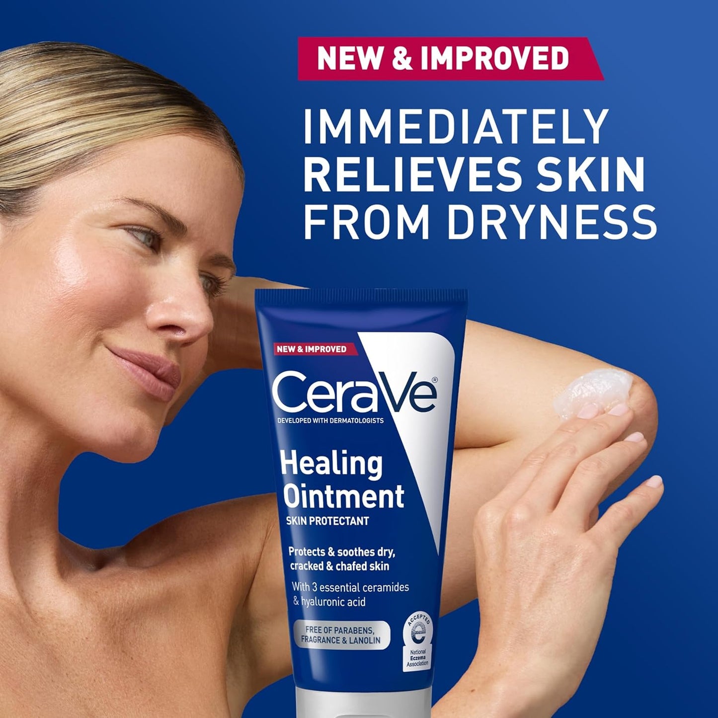 CeraVe Healing Ointment, Hydrating Skin Protectant With Petrolatum, Hyaluronic Acid & Ceramides, Face & Body Skin Barrier Repair For Cracked, Chafed, Dry Skin, Fragrance Free & Lanolin Free, 3 Oz